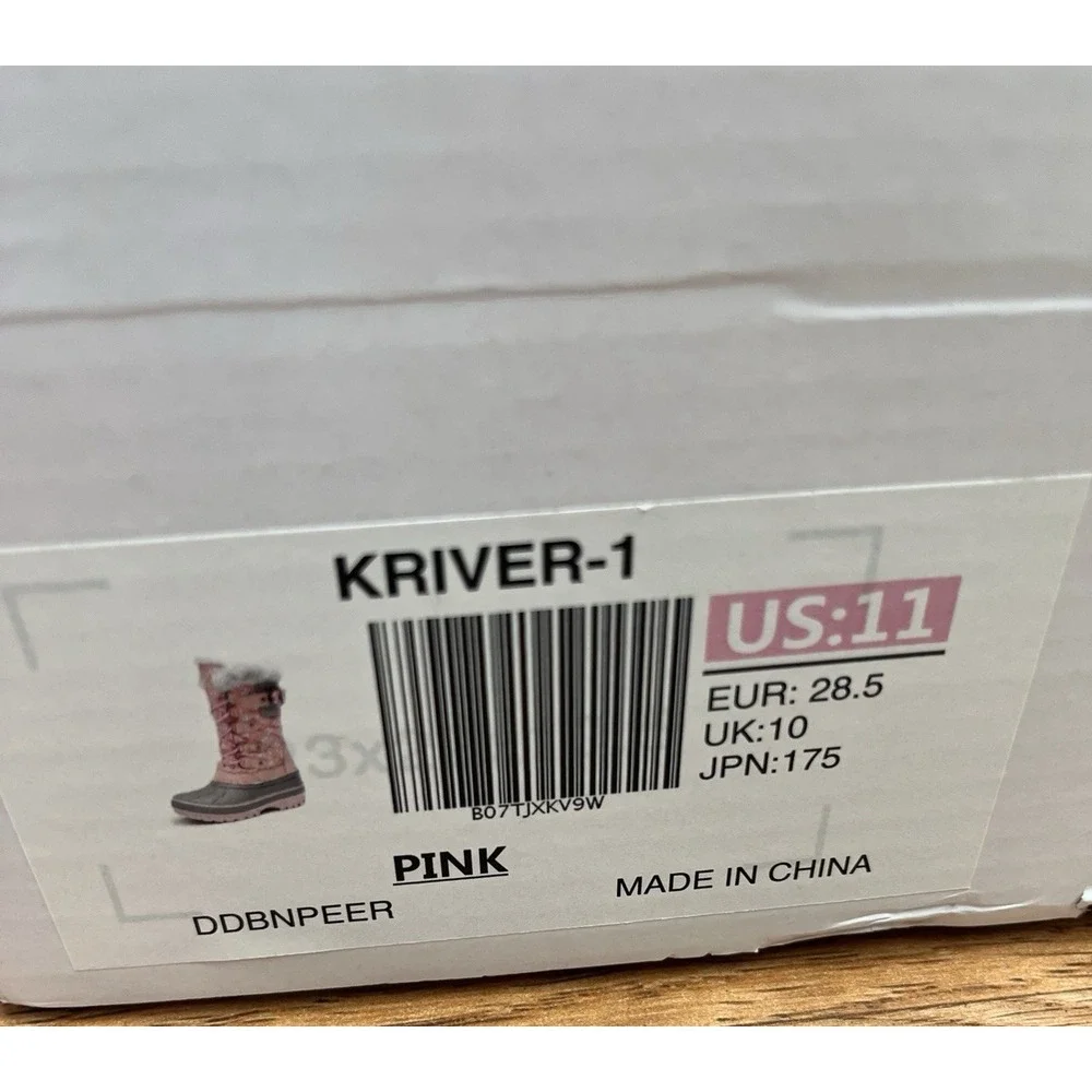 Dream Pairs Kriver Youth Girls Snow Boots Pink Toddler Size 11 Insulated NEW